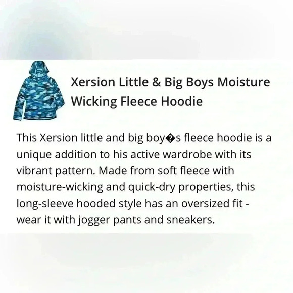 FREE 🆕Kids/Boys Xersion Moisture Wicking Pop  Over Hoodie - Picture 5 of 14